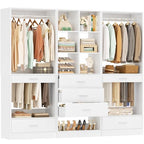 Homieasy Closet System Organizer of 3 sets, Wardrobe Closet with 5 Drawers and Partition Storage, 2 Pants Rack, 2 Hanging Rods, Freestanding Closet Organizer for Bedroom & Walk-in Closets, White