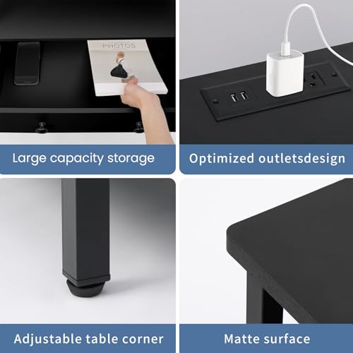 Edbuosy 3 Wooden Drawers Nightstand, 27 Inch Wide Night Stand Set 2 with Charging Station and Adjustable Drawers, Small Dresser for Closet, Bedside Table for Living Room/Bedroom/Office, Black. - color: 2 Pack, Black, size: 3 Drawers