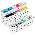 6 PCS Desk Drawer Organizer, Bathroom Drawer Organizer Trays with Dividers Adjustable, Makeup Organizer Bins for Vanity Clothes Junk Kitchen Utensil - style: Organize