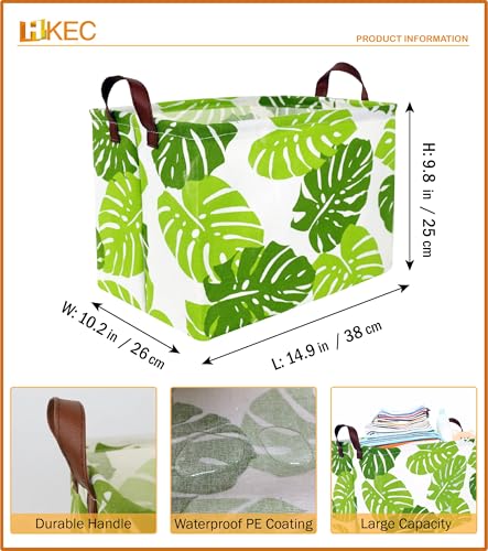 Rectangle Green Storage Basket,Clothes Basket with Handles, Collapsible Storage Box, Gift Basket, Room Decor(Banana leaf) - color: Banana leaf