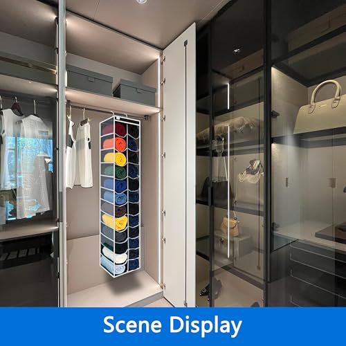 Closet Organization,24 Section, Hanging Closet Organizer, Space saving, College Dorm Essentials for Girls, heavy dutys hooks Up to 45 Pounds, Clothes Storage,Closet Organizer,Black/White - color: NEW Heavy duty rack-Black/White--24 pockets