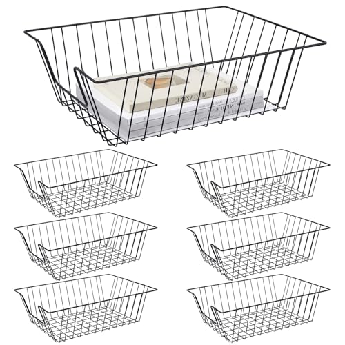Yeaqee 6 Pcs Letter Tray Wire Paper Trays Stackable File Desk Organizer Metal File Paper Holder Basket for Desk Desktop Letter Storage for Office Home Classroom School(17'' x 12'' x 5 '',Black) - color: Black, size: 17'' X 12'' X 5