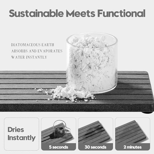 Razborci 2PCS Diatomite Water Absorbing Stone Drying Tray Mat for Bathroom & Kitchen Counter, Instant Dry Drink Bar Coaster, Vanity Sink Caddy Organizer, Dish Soap Sponge Holder, Dark Gray, 8"x3.8" - color: 2pcs - 8"x 3.8" - Dark Gray