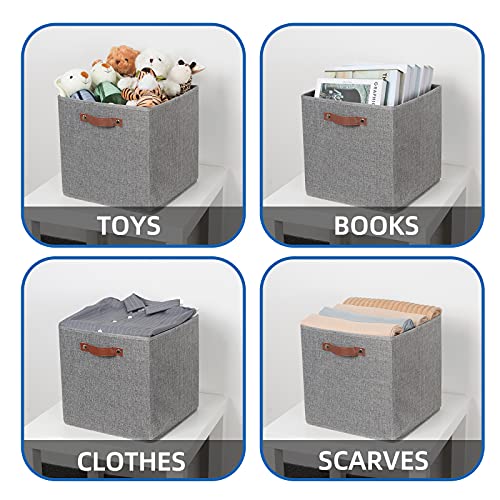 Temary Fabric Storage Cubes - 13 x 13 Collapsible Bins with Handles for Home Organization (Gray) - color: Grey, size: 13×13×13