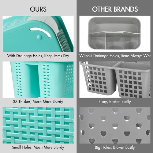 Tiawudi Portable Shower Caddy, Caddy Organizer with Handle, Plastic Shower Basket Hold Soap, Shampoo, Hair Supplies and Beauty Products, Cleaning Supplies Organizer for Home, Dorm, Shelf and Cabinet - color: Mint