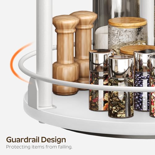 YATINEY Lazy Susan Organizer, Rotating Spice Rack, 2 Tier Spice Turntable Organizer, Industrial Turntable Spice Holder, for Kitchen Countertop, Compact and Versatile, White SR22WW - color: White, size: 10.2"L x 10.2"W x 11"H
