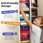 Handy Laundry Hanging Clothes Organizer for Kids - 6-Shelf Closet Daily Clothing Organization Labeled Shelves with Days of The Week Monday Through Friday, Weekday and Weekend (Blue) - color: Blue
