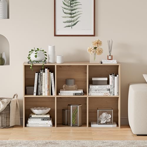 VDNEND Wooden Cube Storage Organizer with Closed Back Panel, 11in Cube Shelf Opening, Bookshelf, Display Shelf,Closet Cabinet for Home and Office (White Oak, 6-Cube 35.98L*9.45W*24.09H) - color: White Oak, size: 6-Cube 35.98L*9.45W*24.09H