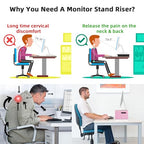 Marbrasse Monitor Stand Riser, 16.5 Inch 2 Tier Computer Printer Shelf Stand for Laptop Computer Screen Storage, Desktop Stand with Phone Holder and Cable Management (Pink) - color: Pink