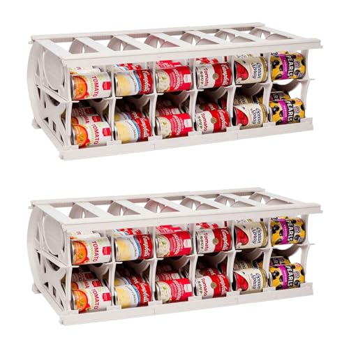 Shelf Reliance Cansolidator Pantry Plus - 2-Pack Can Organizer for Pantry, Stackable Soda Can Storage for Kitchen, Holds 60 Cans of Food or Soda - size: 2 Pack, style: 60 Soup Can