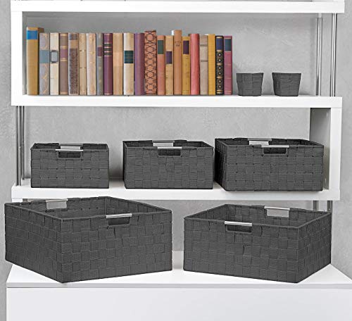 Sorbus Storage Baskets for Organizing (Set of 7), Mesh Hand-Woven Design, Linen Closet Organizers and Storage, Organizer Storage Baskets for Shelves, Variety Pack Organizers and Storage (Grey) - color: 7 Piece - Grey