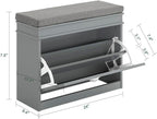 Haotian Grey Hallway Shoe Bench, Narrow Shoe Rack with Adjustable Shelf, Small Shoe Cabinet with 1 Flip-Drawer and Seat Cushion, FSR82-K-HG - color: Grey, size: 1 Drawer:24x9.4x20"