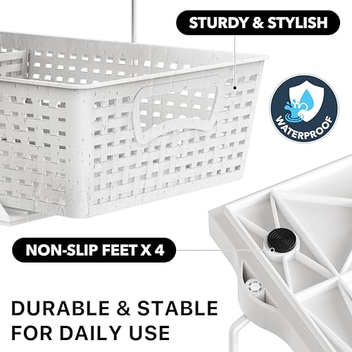 Simple Houseware 2 Tier Bathroom Organizer Tray Pull-Out Sliding Drawer, Under Sink Storage, White - color: White