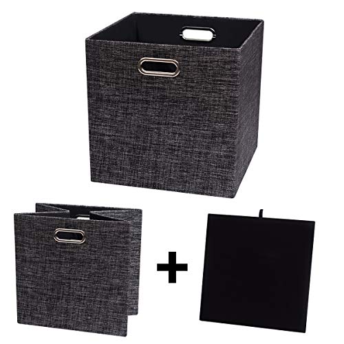 Posprica Fabric Storage Cubes,13×13×13 cube storage bins, Foldable Drawers Baskets Containers for Shelf Cabinet Bookcase,Thick and Heavy Duty (4pcs, Black) - color: Black, size: 13×13×13/4pcs