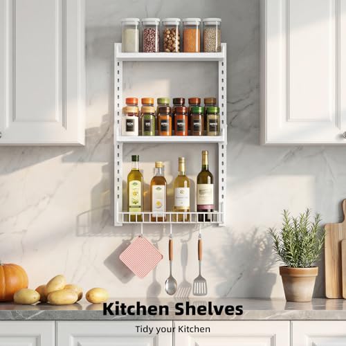 Kalrin 3 Tier Bathroom Shelves Over Toilet - Wall Mounted Floating Shelves with Drain Basket, Toilet Paper Storage, Height Adjustable Over The Toilet Storage, Pure White - color: Pure White
