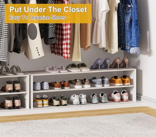 Cidaziya 47.2 Inch Long White Shoe Rack, Stackable Shoe Shelf Organizer for 15-18 Pairs of Shoes, 2 Tier Shoe Storage Organizer for Living Room, Bedroom, Closet, Entryway, Hallway, Garage - size: 1 Pack (47.2" Long)