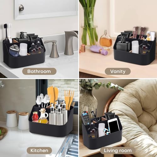 Set of 2Toothbrush Holder for Bathrooms,Bathroom Organizer Countertop,5Slot Electric Toothbrush Toothpaste Holder Razor Lotion Stand Caddy,Large Capacity Vanity Office Corner Accessories Storage Black - color: Black, size: Large (2 Pack)