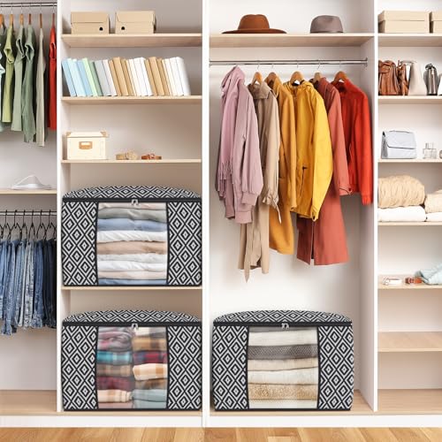 StorageTastic Direct 100L, 6 Pack, Storage Containers, Large Clothes Storage Bins Foldable Organization and Storage Bags with Reinforced Handle, Clear Window for Bedding, Blankets, Clothing, Black - color: Black, size: 6 x 100L