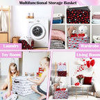 Geelin 3 Pcs Valentines Baskets Storage Valentine's Day Basket for Gifts Collapsible Waterproof Canvas Red White Black Heart Storage Bin Organizer with Handles for Book Closet Shelf Nursery Decor - style: Valentines Red White Black