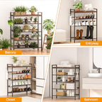 4 Tier Shoe Rack, Shoe Rack for Entryway with Hook, Shoe Organizer with Adjustable Mesh Shelves, Metal Shoe Storage, Closet, Bedroom Living Room Garage - size: 4 Tier