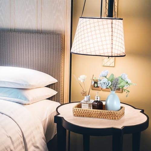BTSKY Small Remote Basket for Coffee Table Entryway Living Room Rattan Serving Tray 8.3” x 4.7” Handwoven Wicker Baskets Decorative Tray for Wallet Remote Control Trinkets Rings Cosmetics Crackers - color: Natural, size: 8.3 x 4.7 x 1.6 inches