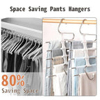 Pants Hangers Space Saving 5 Tier - 2 Pack Closet Organizers and Storage Closet Organizer,Anti-Slip Design,Closet Organizers and Storage for Pants Jeans Skirts Scarf Legging