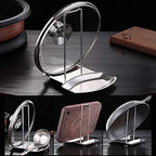 Kitchen Pan Lid Holder for Pots and Spoon Rest Stainless Steel Cookware Organizer Desktop Uncluttered Solution (Lid &Spoon Rest)