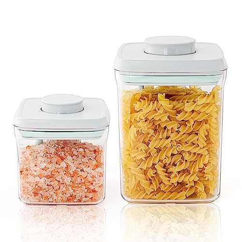Airtight Food Storage Containers with Lids, BPA Free Cereal Container for Kitchen Pantry Organization, Stackable Clear Plastic Canisters for Flour Sugar Baking Supplies (0.5Qt + 1.5Qt) - color: 2 Pcs Set - 0.5Qt+1.5Qt