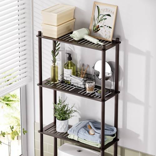 AmazerBath Bamboo Over The Toilet Storage Shelf, Over Toilet Bathroom Organizer Rack, 3-Tier Bathroom Shelves Over Toilet, Space Saver, Espresso - style: Espresso-3-tier