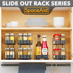 SpaceAid Pull Out Spice Rack Organizer for Cabinet, Heavy Duty Slide Out Seasoning Kitchen Organizer, Cabinet Organizer, with Labels, 5.2" W x10.75 D x10 H, 2 Drawers 2-Tier - style: Two 2"W Drawers, 2-Tier