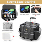 HODRANT Large Cleaning Caddy with Detachable Trolley & Shoulder Strap, Cleaning Supplies Bag with Handles & Support Plates, Cleaning Product Rolling Organizer for Car Wash and Housekeeping