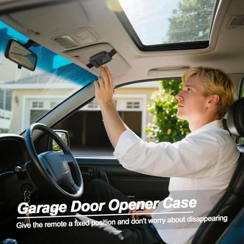 Homakover Garage Door Opener Holder for Visor, Carrying Case for Chamberlain LiftMaster Garage/Gate Door Opener Remote, Adjustable Visor Bag Gate Clicker Holder (Black-Chamberlain KLIK5U-BK2 Garage) - size: 3.31 x 2.05 inches