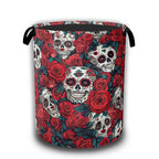 Skull Red Rose Laundry Hamper,Flowers Skeleton Laundry Baskets,Waterproof Oxford Cloth Toy Storage for Bedroom,Bathroom,Nursery,16x20.8 Inch - color: Skull Red Rose,Flowers Skeleton