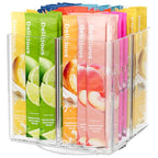 Drink Packet Organizer, Rotating Turntable Organizer with 4 Compartments, Clear Lazy Susan for Powdered Drink Mix, Water Flavor Packets, Coffee, Tea – Space-Saving Countertop Organizer - size: 1 Pack - 4 Section