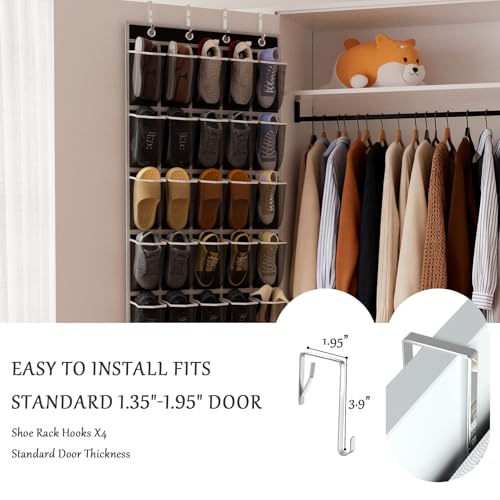 homyfort Over the Door Shoe Organizer, 40 Large Breathable Mesh Pocket,Space Saving Hanging Shoe Rack,Shoe Storage Holder for Entryway Bedroom Closet - color: Oxford-like Black, size: 1 Pack 40 Pockets