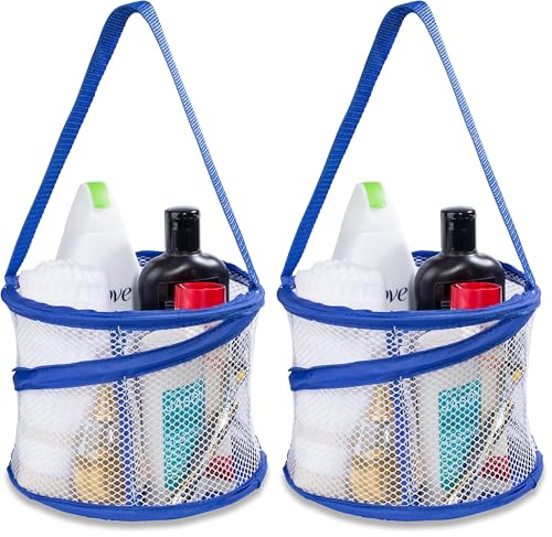 Handy Laundry Foldable Shower Caddy - Collapsible, Portable, Drainage Hole, Carry Handle, Large Compartments. Great Organizer for Camp, Travel, Gym, and Dorm (Blue) (Pack of 2) - color: Blue, size: Small (Pack of 2)