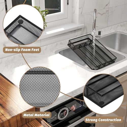 Sedegn Silverware Organizer Metal Mesh, Small Drawer Organizer, Utensil Cutlery Tray for kitchen drawers, Flatware Organizer with 5 Compartment, Black(9.3"*12.6") - color: Black, size: 9.3"*12.6"