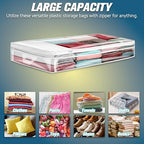 HIBAG 20 Gallon Under Bed Storage Containers, Underbed Clothing Storage Bins, Clear Plastic Organizer with Reinforced Handles, for Clothes Comforters Blankets Towels Pillows Bedding (2 Pack) - size: 20 gal Underbed - 2 pack