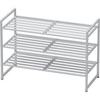 Simple Houseware 3-Tier Stackable Metal Panel Shoes Rack, Silver - color: Silver, style: Metal Panel
