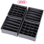 DIOMMELL 4 Pack Foldable Cloth Storage Box Closet Dresser Drawer Organizer Fabric Baskets Bins Containers Divider for Clothes Underwear Bras Socks Lingerie Clothing, Dark Grey 22-0000 - color: Dark Grey