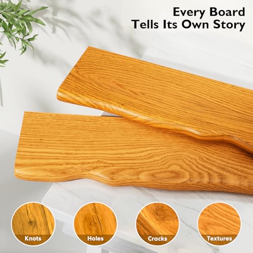 Floating Shelves for Wall Rustic Farmhouse 24 Inch Floating Shelf Wooden Shelves for Wall Mounted Live Edge Pine Shelf with Unique Natural Grain for Living Room Bedroom Kitchen (Honey Walnut) - color: Honey Walnut, size: 24 inch - 2pcs