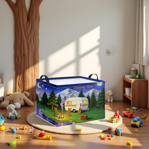 HIYAGON Rectangular Baby Girl Basket Kids Baby Storage Basket Toy Storage Bin Organizer Box Room Decor(Camping) - color: Camping