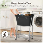 ELYKEN Rolling Laundry Hamper with Wheels, Laundry Cart with Removable Bag, Heavy Duty Metal Frame, 2-Tier Clothes Basket Hamper with Shelf for Closet, Bedroom, Bathroom, Laundry Room, Black - color: Black, size: 20.3"l X 15.9"w X 30.9"h