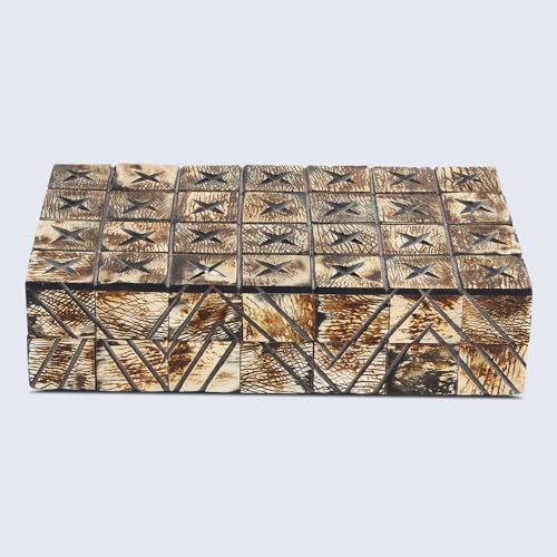 Handicrafts Home Decorative Keepsake Box 8x5 – Small Organizer Box with Lid, Boho Decorative Storage, Retro Memory Box, Unique Coffee Table Décor, Jewelry or Trinket Box, Modern Shelf Decorative Box - color: KEPT-PARADOX, size: 8x5x2 Inches