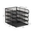 Mind Reader Stackable Paper Tray, Desktop Organizer, File Storage, Office, Metal Mesh, 10.5" L x 13.5" W x 11.25" H, 4 Pcs., Black - color: Classic Black