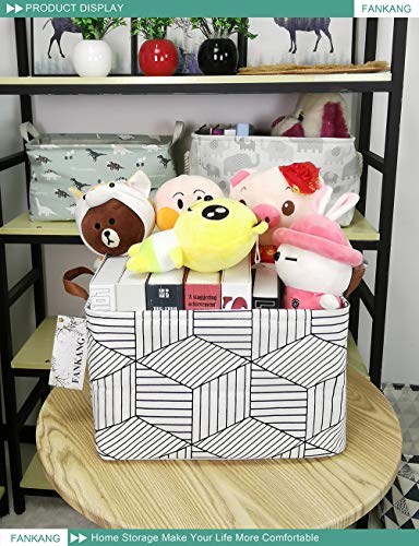FANKANG Storage Basket,Nursery Hamper Canvas Laundry Basket Foldable with Waterproof PE Coating Storage, Office, Bedroom, Clothes,Toys (L, REC-Diamond) - color: REC-Diamond