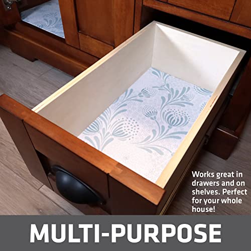 Drymate Premium XL Under Sink Mat, Waterproof Cabinet Protection Mats for Kitchen & Bathroom, Absorbent Shelf Liners, Slip-Resistant, Non-Adhesive, Machine Washable (USA Made)(24”x59”)(Light Blue) - color: Light Blue Floral, size: 24"W x 59"L