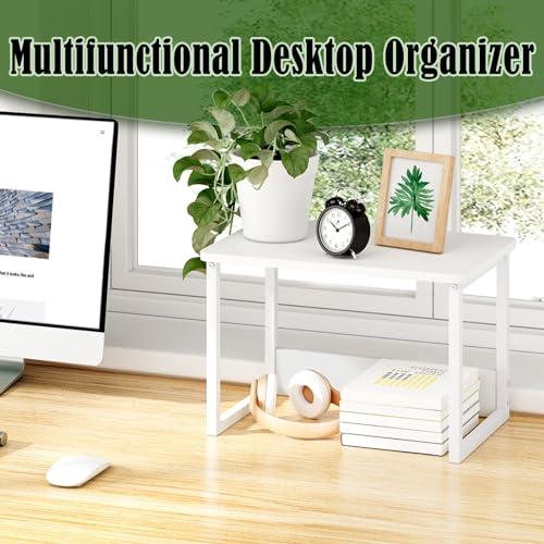 MARTY Printer Stand with Storage for Desk, Desktop Printer Stand Shelf Organzier for Home/Office Heavy Duty Printer Riser Under Desk Small Printer Table for Fax Machine Copier Scanner(White) - color: White, size: 2 Tier