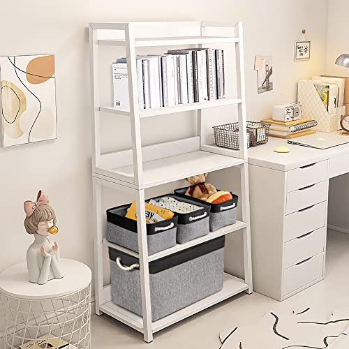 TheWarmHome Storage Basket for Organizing - 14x10x7 inch Medium 3 Pack Collapsible Storage Bin for Shelves with Rope, Fabric Storage Cubes for Organizer Cloth Gift Toy Closet (Black & Grey) - color: Black&Grey, size: 3PCS/Medium -13.8Lx9.8Wx6.7H