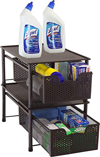 Simple Houseware Stackable Cabinet Basket Drawer Organizer, Bronze - color: Bronze, size: 1-Tier